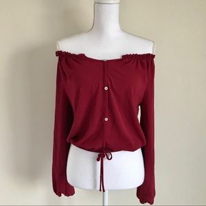 FASHION NOVA off shoulder wine top size - S